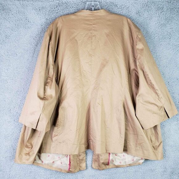 Catherines Blazer Open Front Jacket Plus Size 4X 30/32W Khaki Tan Canvas Pockets - Picture 10 of 11